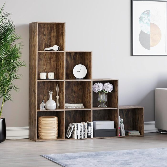 Стелаж Vida Designs Durham на 10 кубів, темне дерево, книжкова полиця-органайзер для вітальні
