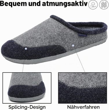 Зимові фетрові капці Mishansha Unisex для дому, розмір 46 EU, колір єгипетський синій