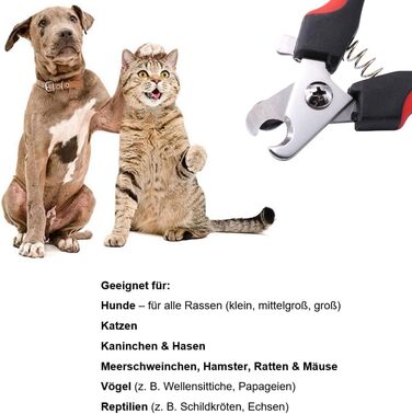 Ножиці для обрізання кігтів собак та котів, нержавіюча сталь, з захистом, червоно-чорні, з пилочкою для кігтів, інструмент для догляду за кігтями