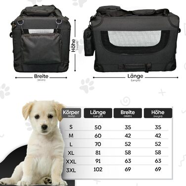 Транспортна переноска для собак та котів DEFACTO, XXL, 91x63x63 см, чорна