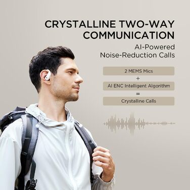 1MORE Fit S50: Бездротові навушники-вкладки для спорту з мікрофоном, Bluetooth 5.3, ENC, IPX7, 38 годин роботи, швидка зарядка (білий)