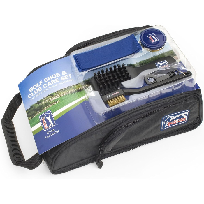 PGA TOUR Shoe Bag with Cleaning Accessories, Black
