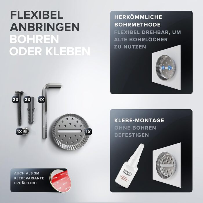 Набір для чищення унітазу Ovimar Finnkona з кріпленням на стіну без свердління | Силіконова щітка для унітазу з вентиляцією | Виготовлена з порошково-пофарбованої нержавіючої сталі | Змінний насадка для унітазу (золота)