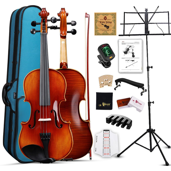 Скрипка Aileen 4/4 для дорослих та початківців, набір для дітей від 12 років, скрипка з цільної європейської сосни з підставкою для нот