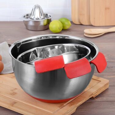 Набір мисок Gräwe: 1L, 2L, 4L, з нержавіючої сталі з кришкою, антиковзний низ