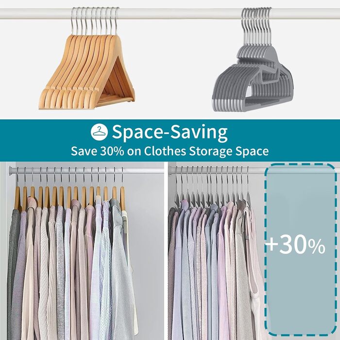 Плечики для одягу з пластику, 20 шт. Плечики з неслизьким покриттям, U-подібний отвір, для мокрого та сухого одягу, економія місця, з тримачем для краваток та поворотним гачком 360°, сірий + сріблястий, APY0420G