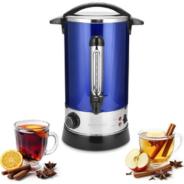 Navaris Mulled Wine Warmer/Hot Water Dispenser - Stainless Steel - with Thermostat, Level Indicator, Tap - Mulled Wine/Hot Beverage Dispenser (10 l, Blue)