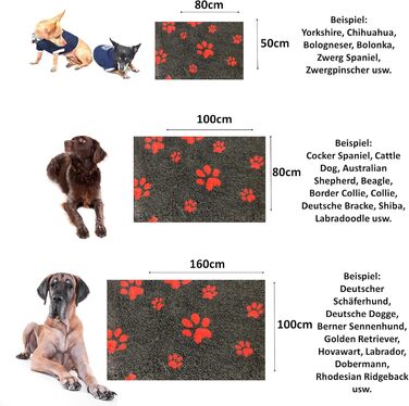 Килимок для собак Elropet Vetbed з преміум-матеріалу, 22 мм, для маленьких та великих собак, розмір L (160x100 см), темно-сірий + червоний слід