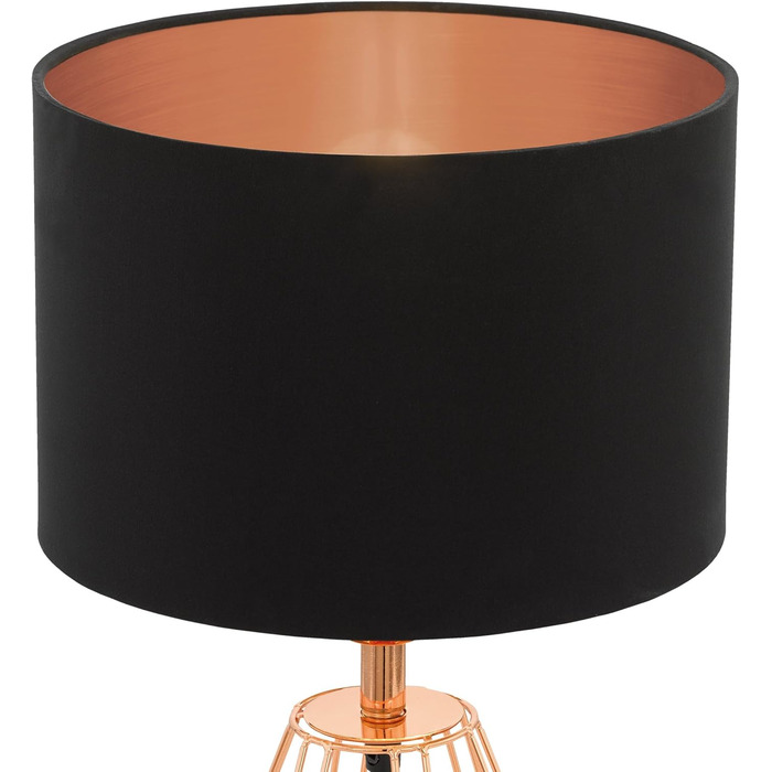 Торшер EGLO Carlton 2: вінтажна настільна лампа з металу та тканини, колір мідний/чорний