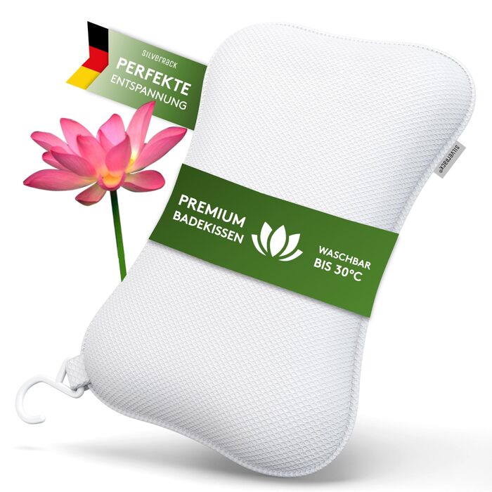 Подушка для ванни MEDIUM-WEICH: ергономічна подушка для ванни з присосками, біла, компактна