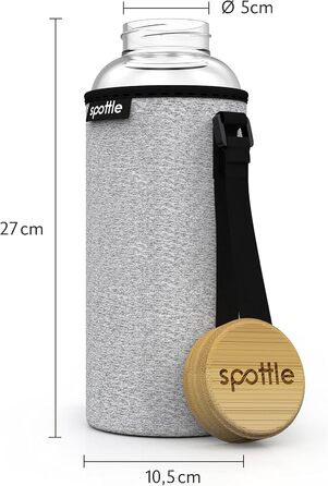 Glass bottle 1.5 liter - Drinking bottle glass 1.5 l with bamboo lid - Glass bottle - Water bottle - Glass drinking bottle suitable for carbonated drinks - dishwasher safe - wide neck