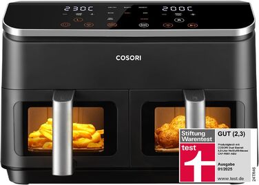 Фритюрниця повітряна COSORI з 2 камерами, 8.5л, з вікном, сталевий внутрішній корпус