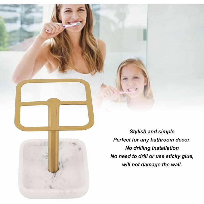 Bathroom Toothbrush Holder, 304 Stainless Steel, 3-Slot Bathroom Toothbrush Holder, Space-Saving Toothpaste Organizer (Gold)