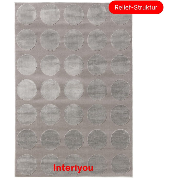 Килимок Interiyou для вітальні Cannes, 120x170 см, кремовий. Підходить для спальні, їдальні, дитячої кімнати. Килимок з коротким ворсом, скандинавський бохо-дизайн, ефект висоти-глибини, геометричний малюнок. Розмір 160 x 230 см, сірий колір (прямокутний)