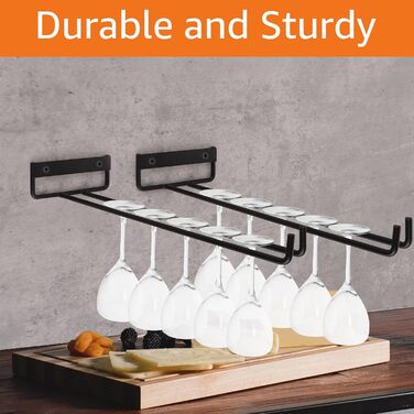 Тримачі для келихів WOPPLXY (6 шт.) - чорні, металеві, 30 см, для ресторану, бару, кухні