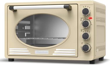 Міні-піч Turbotronic Retro 45л з конвекцією, 2000Вт, бежевий – електрична ретро духовка, гриль, піца-піч