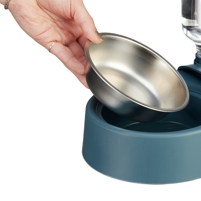 Relaxdays Blue Food Bowl with Water Dispenser
