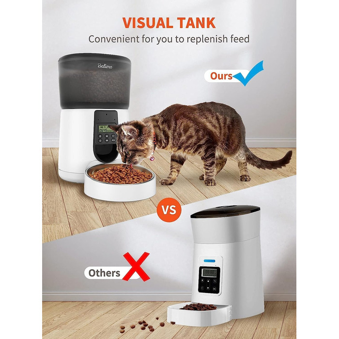 Автоматичний годівник для котів Balimo 3L з Wi-Fi, керування через додаток, для собак та котів, чорний