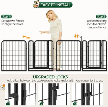Yaheetech Folding Dog Playpen - 100cm High, 6-Panel, Portable Dog Kennel with Door for Indoor & Outdoor Use - Easy Assembly