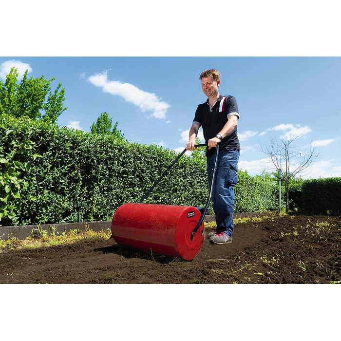 Einhell Lawn Roller GC-GR 57 (57cm width, 32cm diameter, side filling option (water and sand) with closure, adjustable dirt scraper on both sides), Red