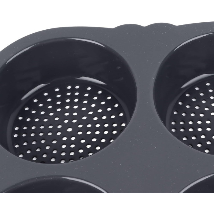 Dpofirs Loaf Pan with Four Cups, Mini Burger Buns Made of Food-Grade Silicone Material, Burger Buns Baking Mold with Non-Stick Coating, High Heat Resistance for Bread and Buns
