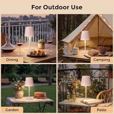 Світлодіодний настільний світильник бездротовий з димером, 2 шт. - Нічник на батарейках для дому та вулиці, IP54, метал (Бежево-рожевий)