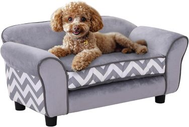 Диван для собак та котів PawHut, сірий, з подушкою, 73.5 x 41 x 33 см