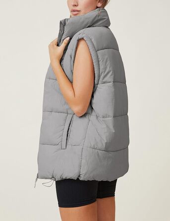 Жийоуні Даен: Пуховий жилет, сірий, S - тепла куртка з коміром-стійкою та блискавкою