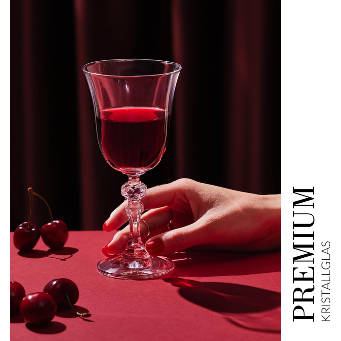 Набір келихів для вина Krosno Krista, 6 шт, 220 мл, кришталь, для дому, ресторану, свят, безпечно мити в посудомийній машині
