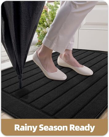 Килимок для дому COLOR&GEOMETRY 44x76 см – чорний, машинного прання, протиковзкий, вбираючий, мінімалістичний дизайн для входу, порогу та коридору