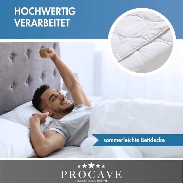 Літня ковдра PROCAVE з бавовни 155x220 см, легка, дихаюча, якісна, натуральна, для літа, виробництво Німеччина