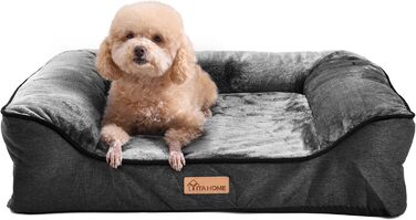 Крісло-ліжко для собак середніх порід YITAHOME, 51x48 см, ортопедичне, знімний чохол, чорне