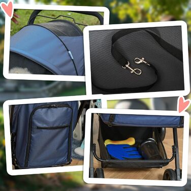 PawHut Buggy для собак та котів: зручний візок для вигулу домашніх тварин, блакитний, 76,5 x 52 x 95 см