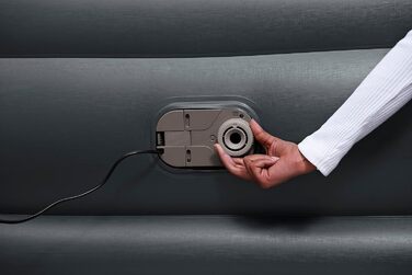 Надувний матрац Novaluxe з електронасосом та подушкою, сірий 203x152x56 см