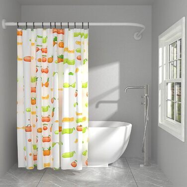 Штанга для душу L-подібна, регульована, 75-170 см, нержавіюча сталь, чорна, з кільцями для душу, для ванної кімнати, ванни, роздягальні (L-подібна_біла, 122x190 см)