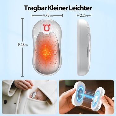 Електричний гріє для рук OUTJUT 2 шт., 12000mAh з магнітом, USB, для спорту на відкритому повітрі, бічне нагрівання, білий