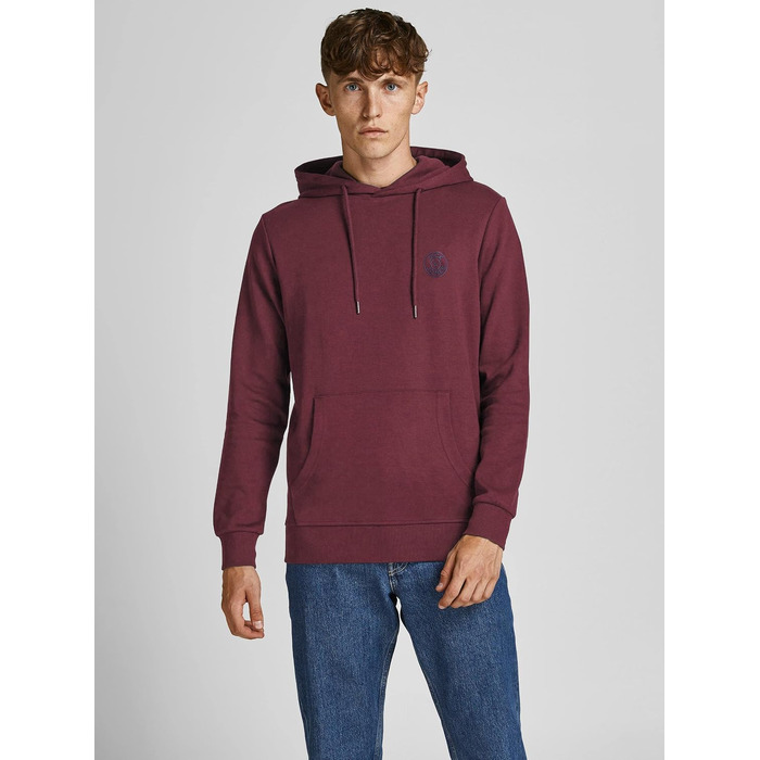 Чоловічий худі з капюшоном JACK & JONES Jjebasic ogo Sweat Hood Noos, червоний (Port Royale), розмір 3XL