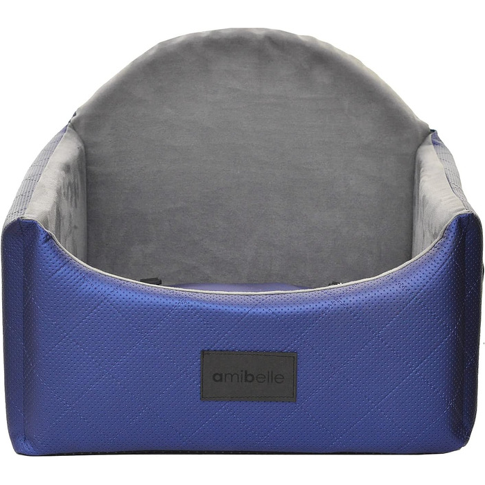 Автокрісло для собак 2в1 | Універсальне автоліжко для собак та котів | Миється, штучна шкіра, плюш, 48x48 см, блакитне