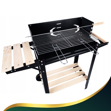 Великий вугільний садовий гриль BBQ XL на колесах з регулюванням та рожном