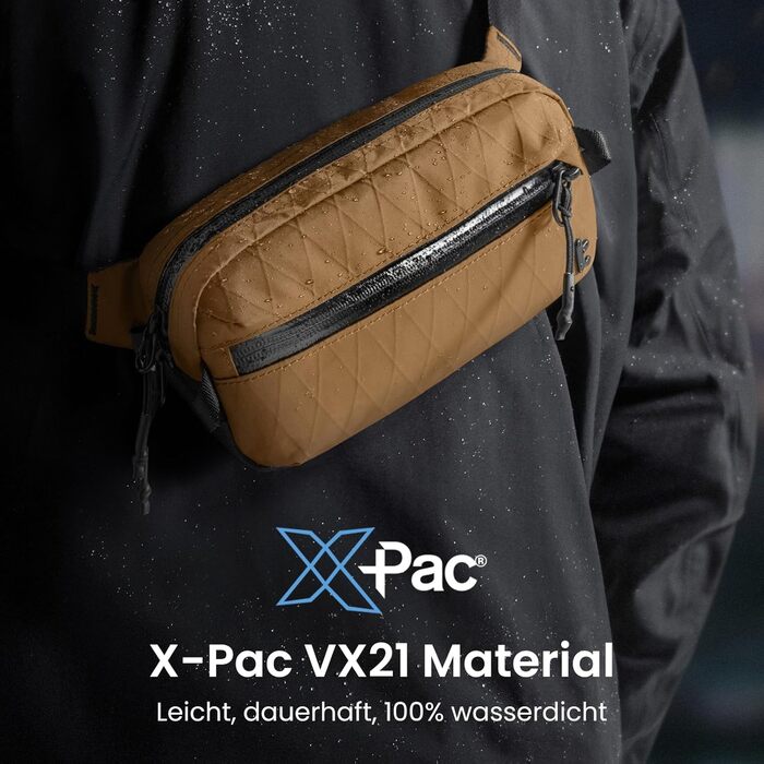 tomtoc Anti-Diebstahl Sling Bag 3,5L: Сумка на плече, Crossbody для чоловіків та жінок з RFID-захистом | для Switch, iPad mini | Водовідштовхувальна, EDC, Подорожі, щоденне використання | X-pac, Колір: Коричневий