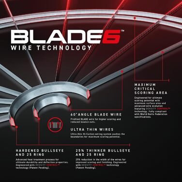 WINMAU Blade 6 Professional Bristle Dartboard Set (2 Sets of Darts)