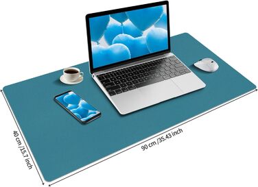 Підкладка на стіл 80x40 см з PU-шкіри, килимок для миші, захист столу, антиковзаюча підкладка для офісу та дому (Хimmelblau, 80 x 40 см)