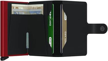 Secrid Miniwallet Matte: Стильний гаманець для жінок та чоловіків, чорно-червоний, 10.2 x 6.5 x 2.1 см