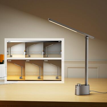 LED-лампа Honeywell H01 Pro Sunturalux™ з USB A+C, регульована яскравість, 3 режими, для дому, офісу та читання (сіра)