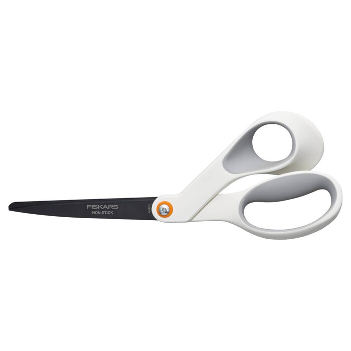 Універсальні ножиці Fiskars з антипригарним покриттям титаном, 21 см, нержавіюча сталь, біло-помаранчеві (1004721)