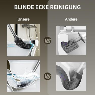 Набір для чищення унітазу ASOBEAGE: силіконова щітка, нержавіюча сталь, кріплення на стіну, швидковисихаючий тримач (Чорний)