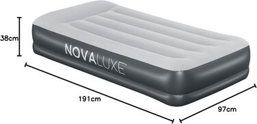 Надувний матрац Novaluxe з вбудованим електронасосом та подушкою, сірий 191x97x38 см