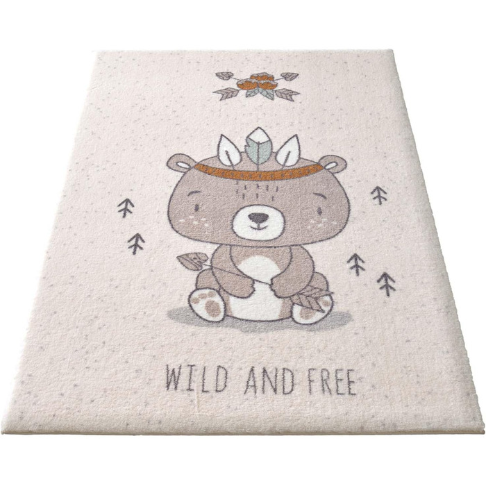 Taracarpet Rug for Children's Room, Kids' Rug and Teen Room Rug, Soft, Cozy, and Soft in Various Designs, Wild and Free Bear, 160x230 cm