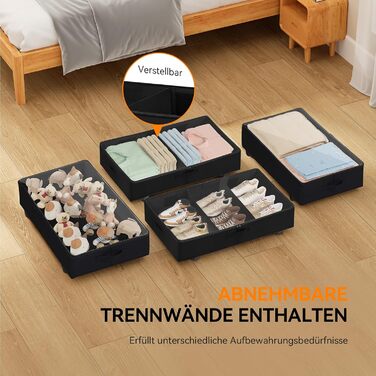 Підліжкова комода на колесах 2 шт., 48 л, ящик для зберігання під ліжком з кришкою та металевим каркасом, складаний ящик для зберігання під ліжко для одягу, постільної білизни, взуття (44л*2, блискавка)