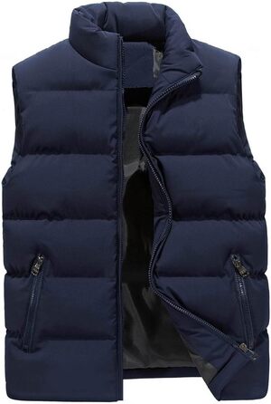 Чоловіча тепла жилетка Steppweste з начосом, спортивна жилетка з кишенями, без рукавів, повсякденна жилетка, тепла зимова жилетка для риболовлі (4XL, Синій)